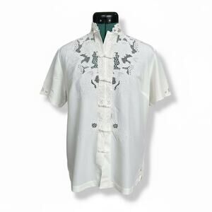 Peony Blouse Ivory Silk Hand Embroidered Cutwork Floral Top Women’s Medium